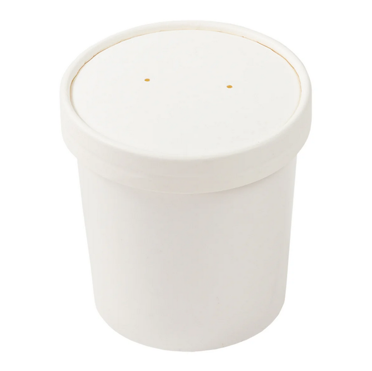 Paper Food Container w/ Lid White 16 oz