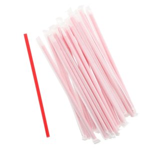 9" Giant Straw Red, Wrapped