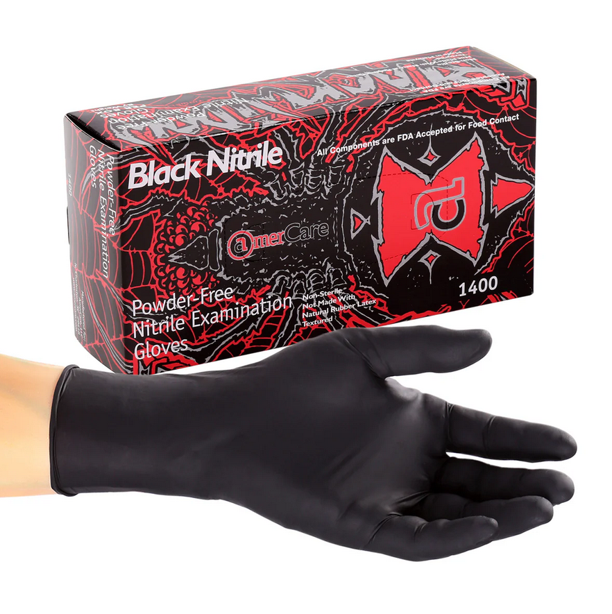 Glove Black Widow Nitrle PF Exam Large
