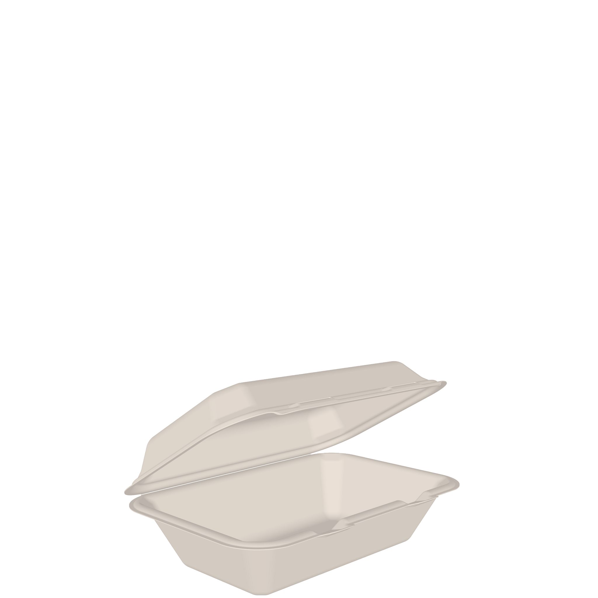 9" x 6" Bagasse Hinged Container PFAS Free 1 - Comp Molded Fiber