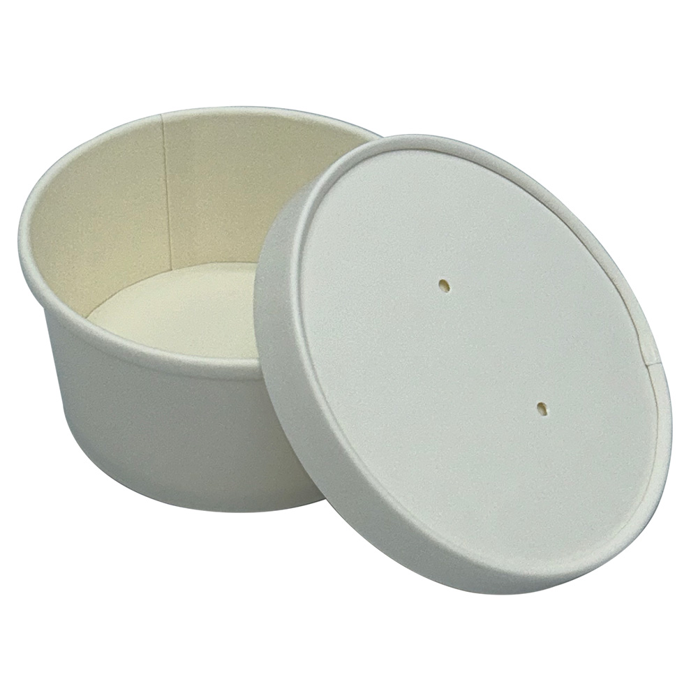 Paper Food / Soup Container w/ Lid 8 oz White Combo