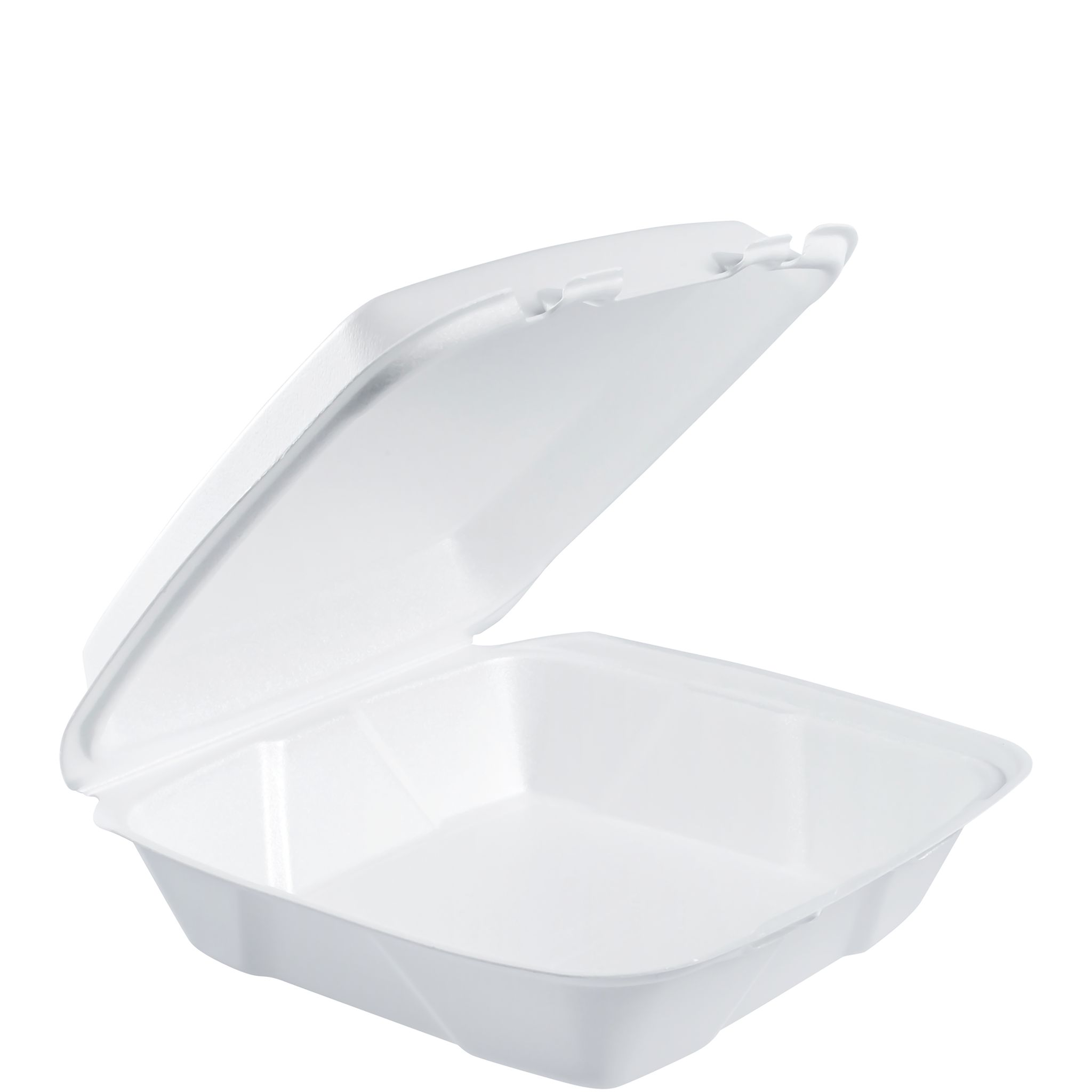 Foam Hinged Containers (Non Perf) Large 1-Comp 9 3/8 x 9 x 3