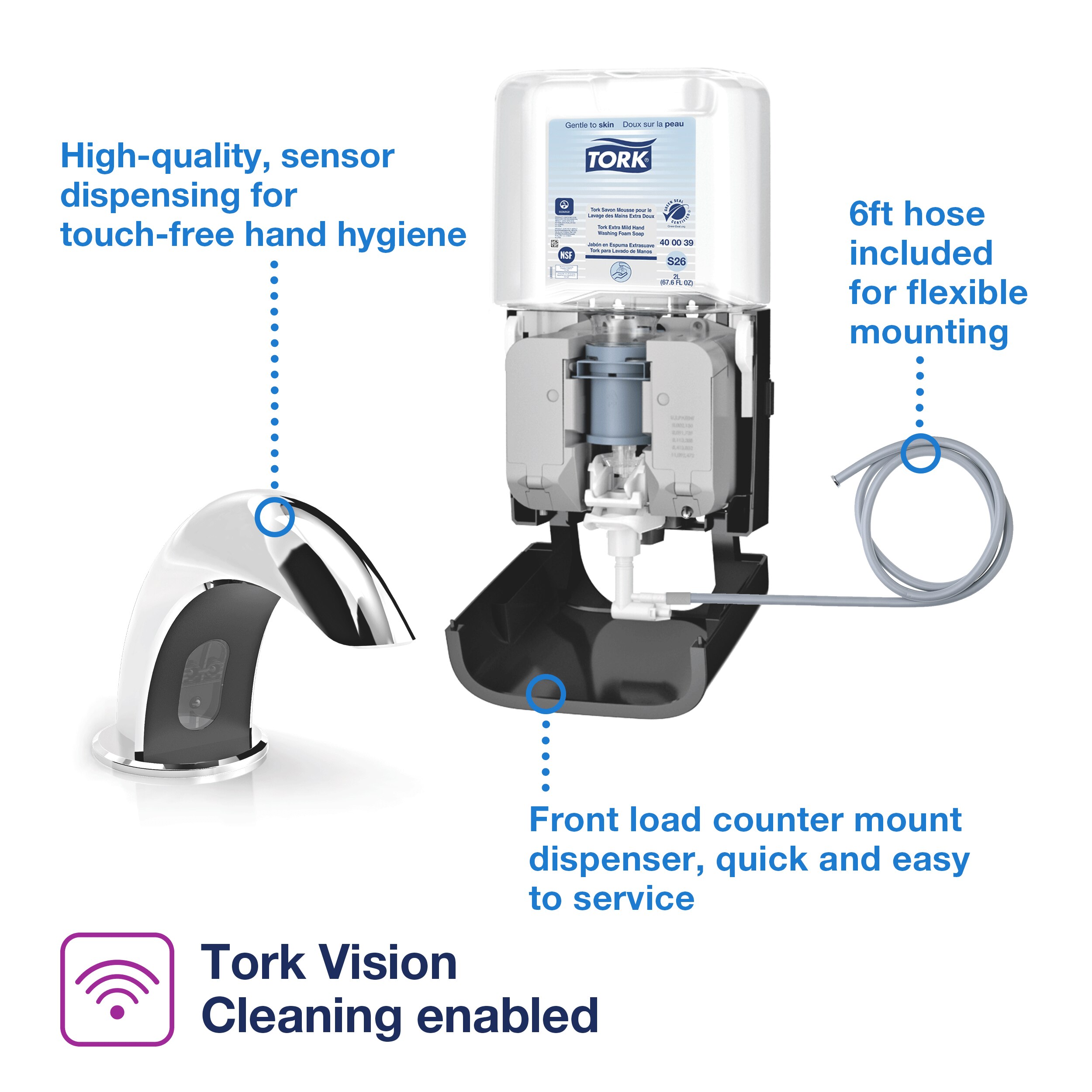 Tork Counter Mount Foam Soap S26 Dispenser , Black