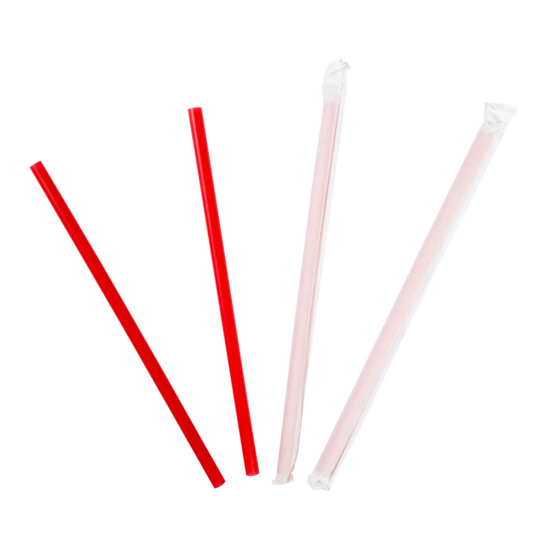 7.75" Giant Straw - X-HVY Red , Paper Wrapped 7.35mm