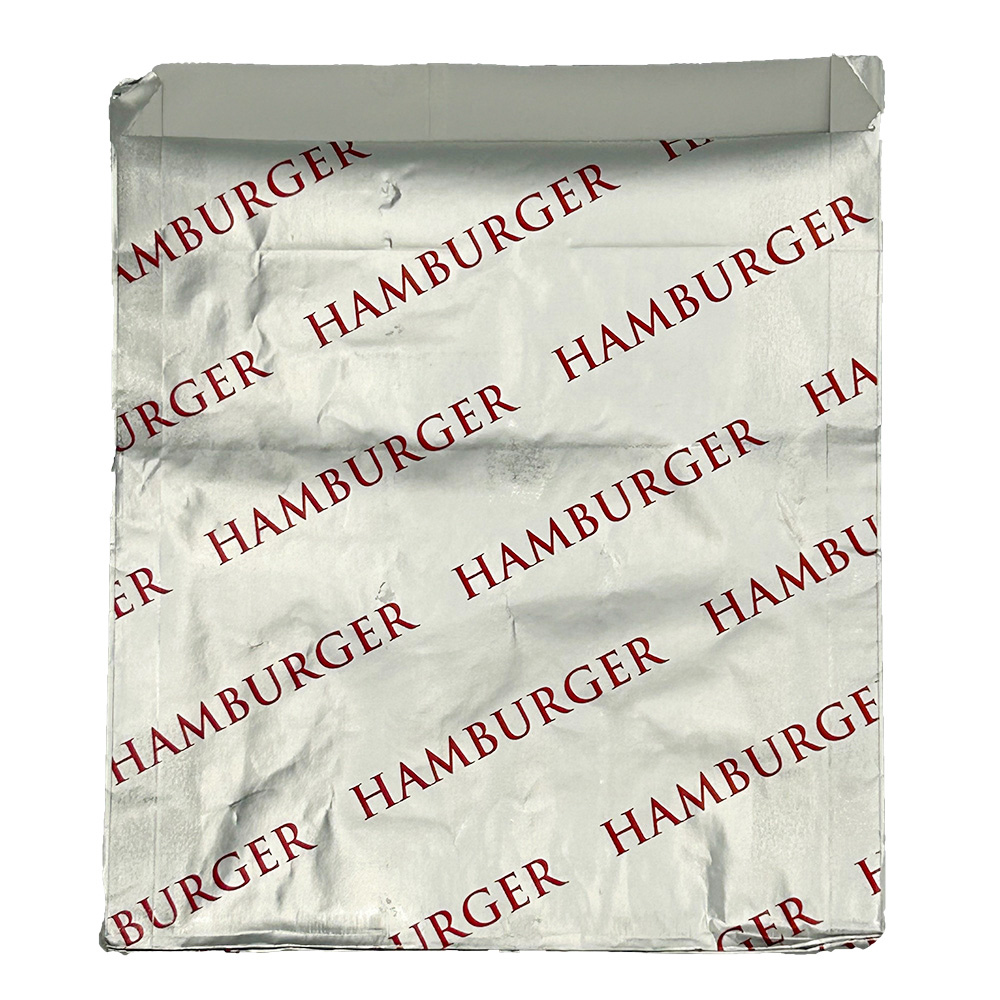 Foil/Paper Bag, 6.5 mic 6"x0.75" 6.5" Printed "Hamburger"