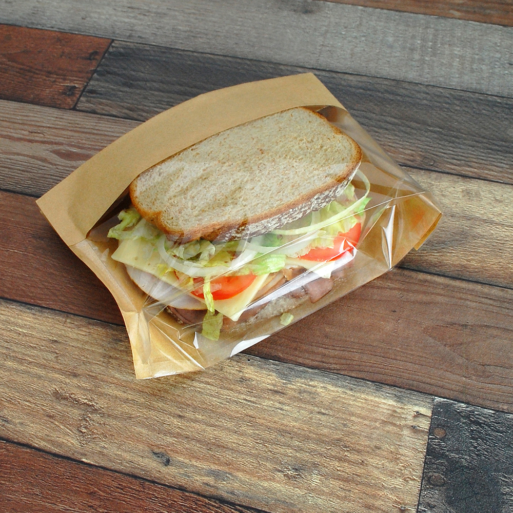 Kraft Paper Sandwich Bag w/ Window 5.75 X 2.75 X 9.5