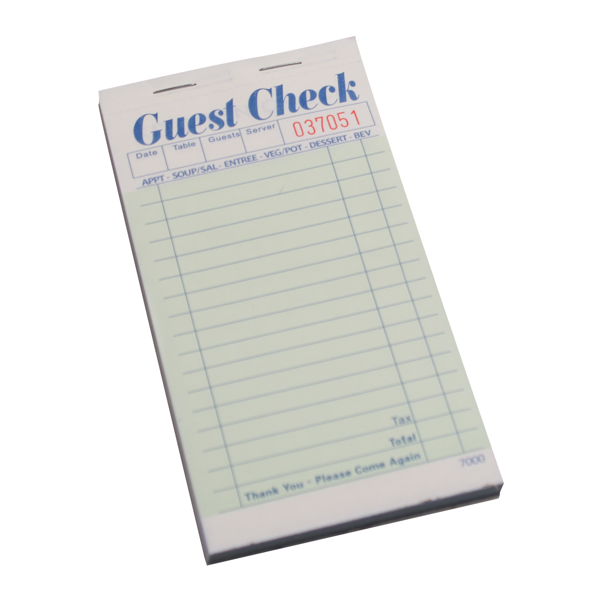 17 Lines Guest Checks 2-Part 3.4" x 6.75" , G/S , Carbonless