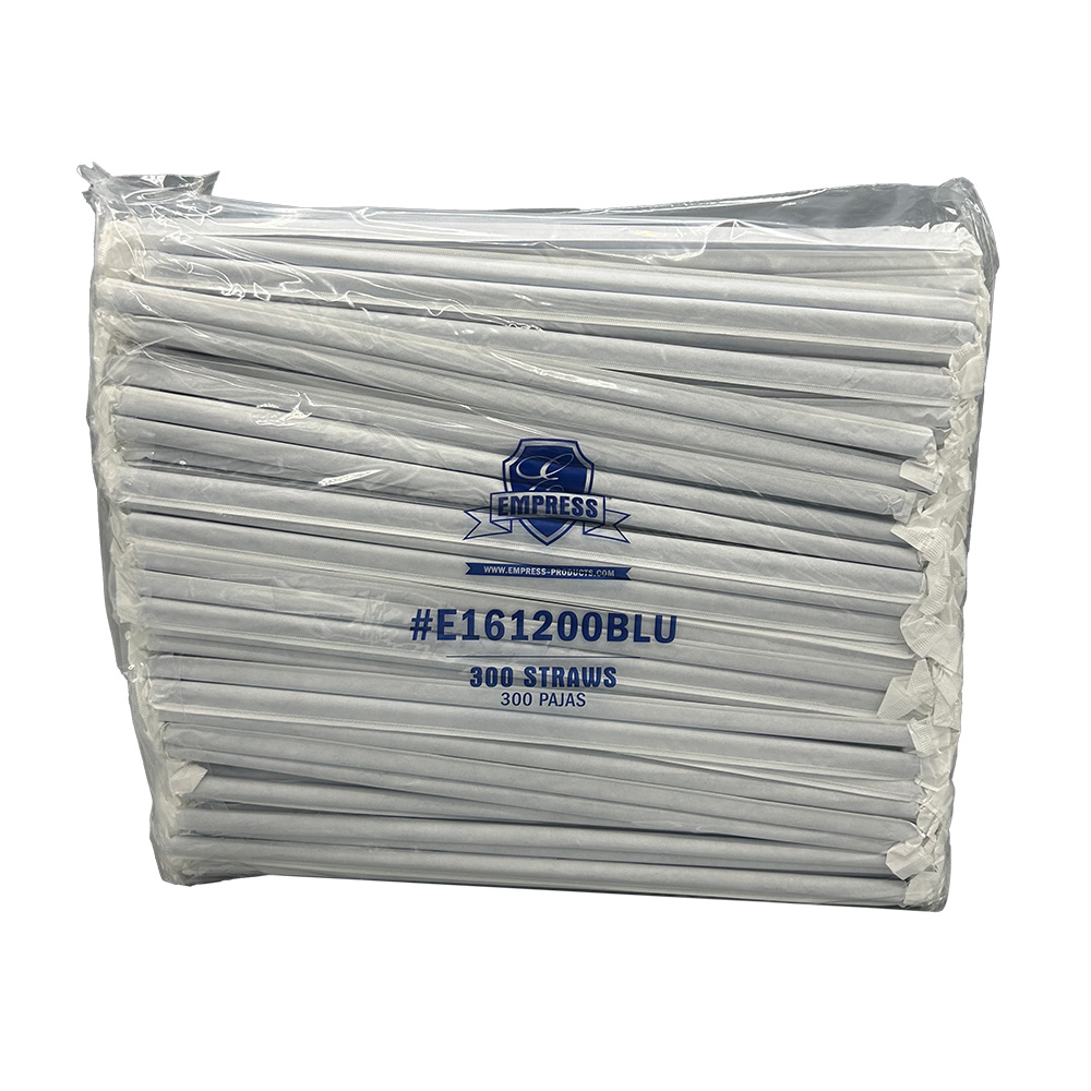 Giant Paper Wrapped PP Straw 12" Dark Blue 7.4 mm Diameter