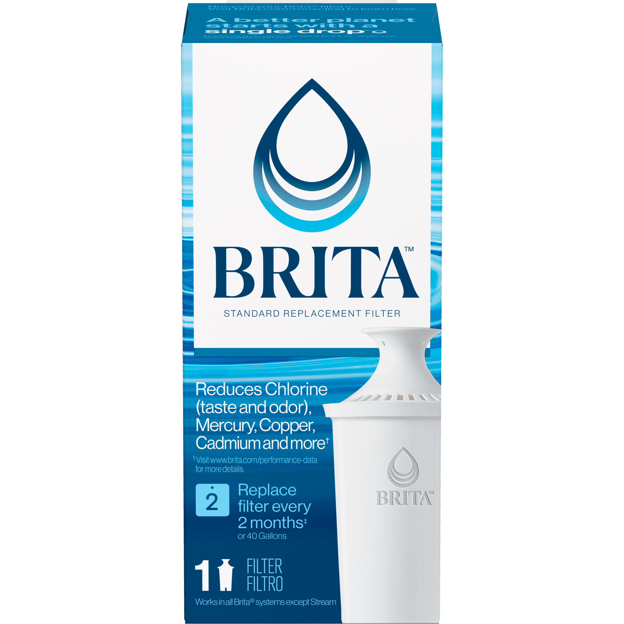 Brita Pitcher & Dispenser Filter Standard, BPA Free, 1 Count