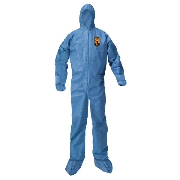 KleenGuard A20 Hooded Coveralls Blue , 3X-Large , Zip Front , Boots