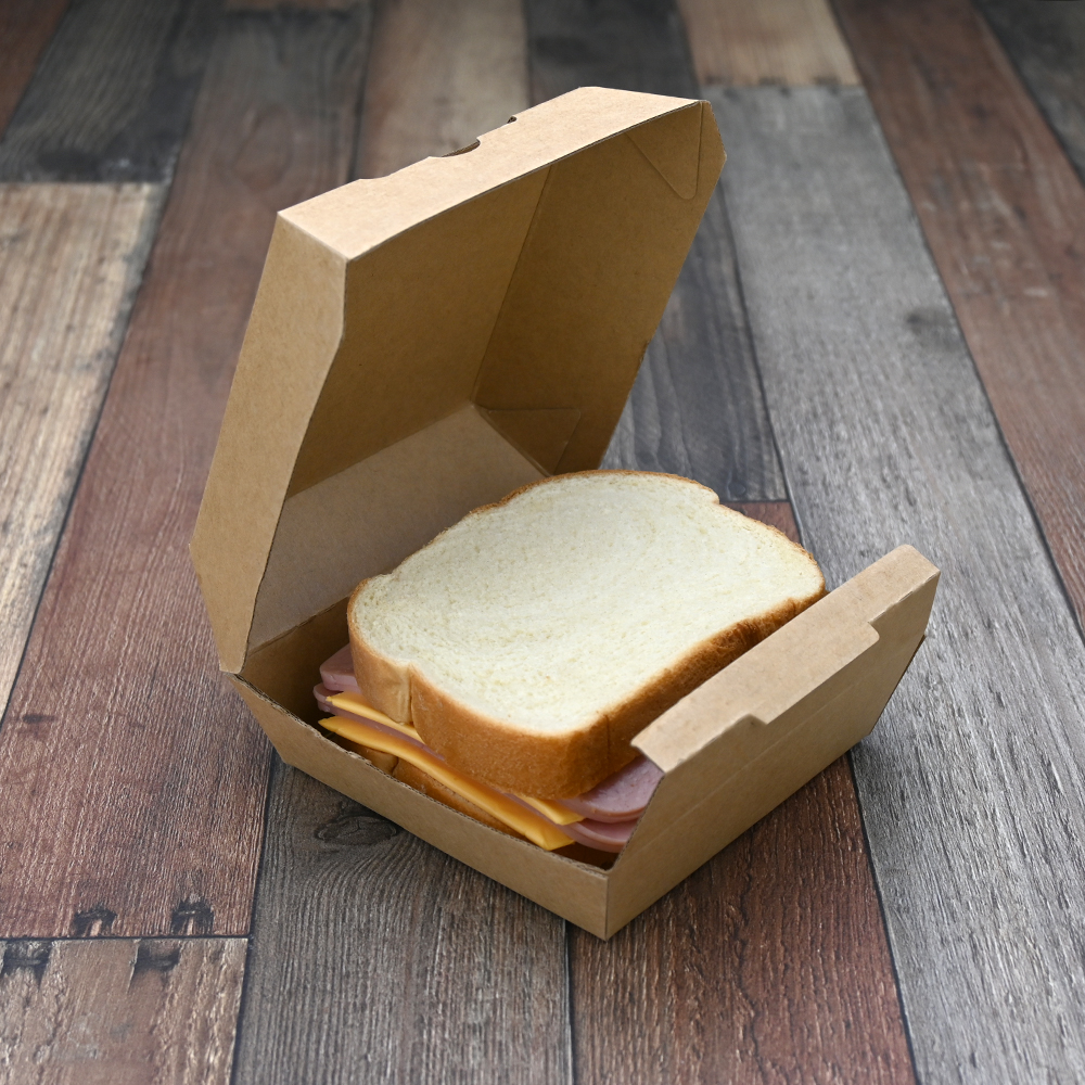 #ReadyFresh Sandwich Container Large , Kraft 6.25" x 5.5" x 2.69"