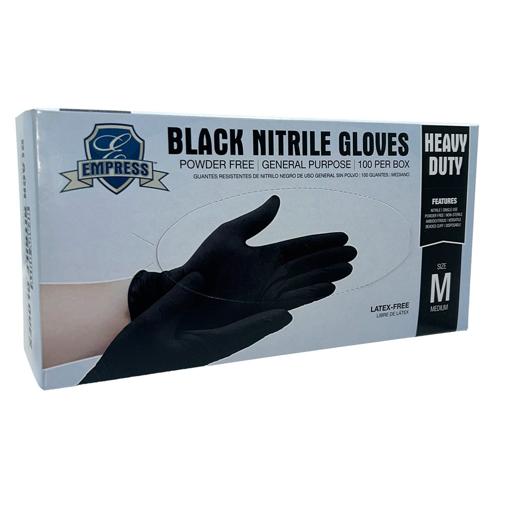 Heavy Nitrile General Purpose Glove Medium, Black 5 mil Powder Free