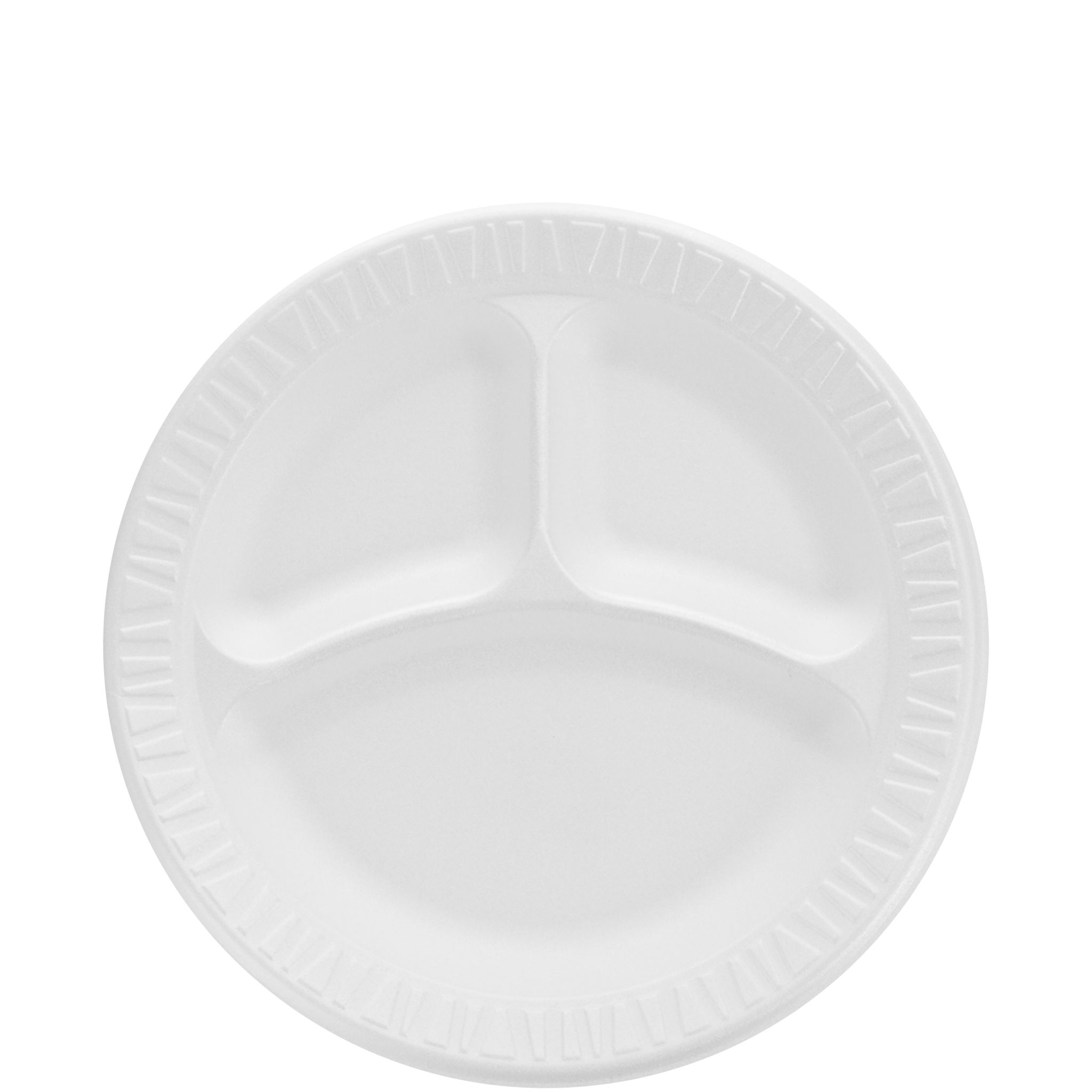 Concorde Non-Laminated Foam Plate 9" White 3 Compartments
