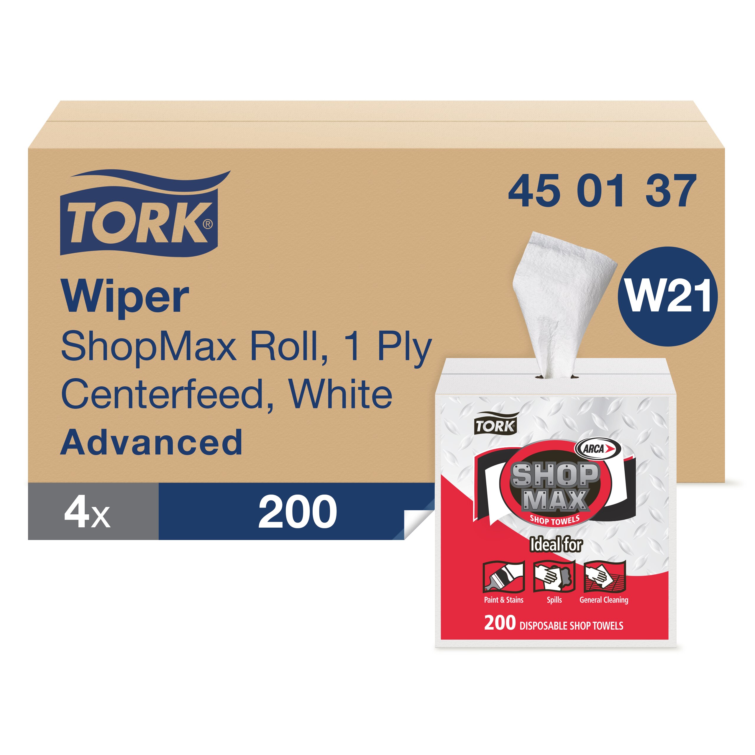 Tork Advanced ShopMax Wiper 450 Centerfeed , White