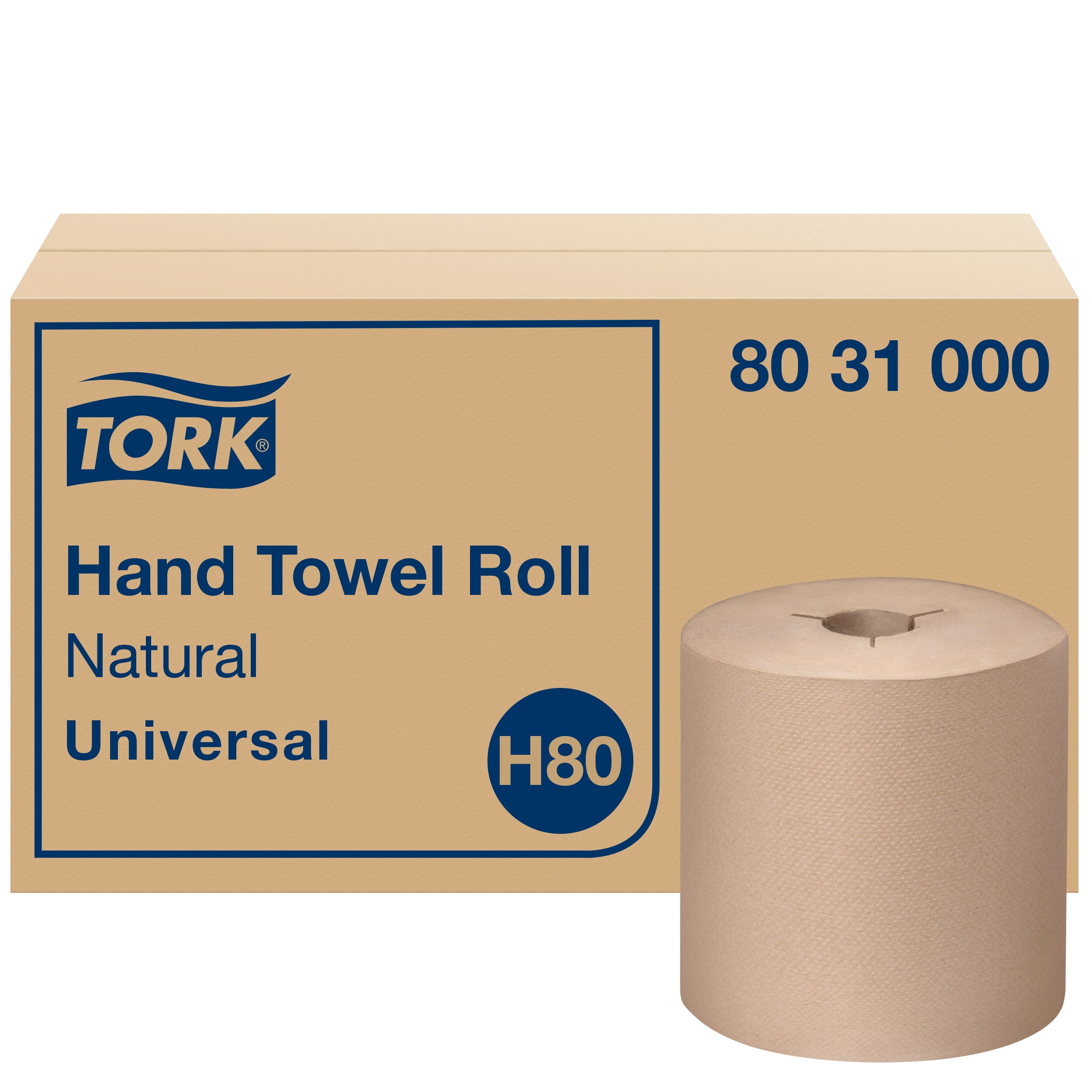 H80 Tork Universal Hand Towel Roll Natural, 1-Ply, 7.9" x 1.9"