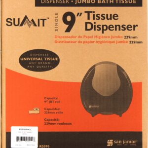 Sinlge Jumbo Bath Tissue Dispenser 9" White / Clear, 3.25 Core