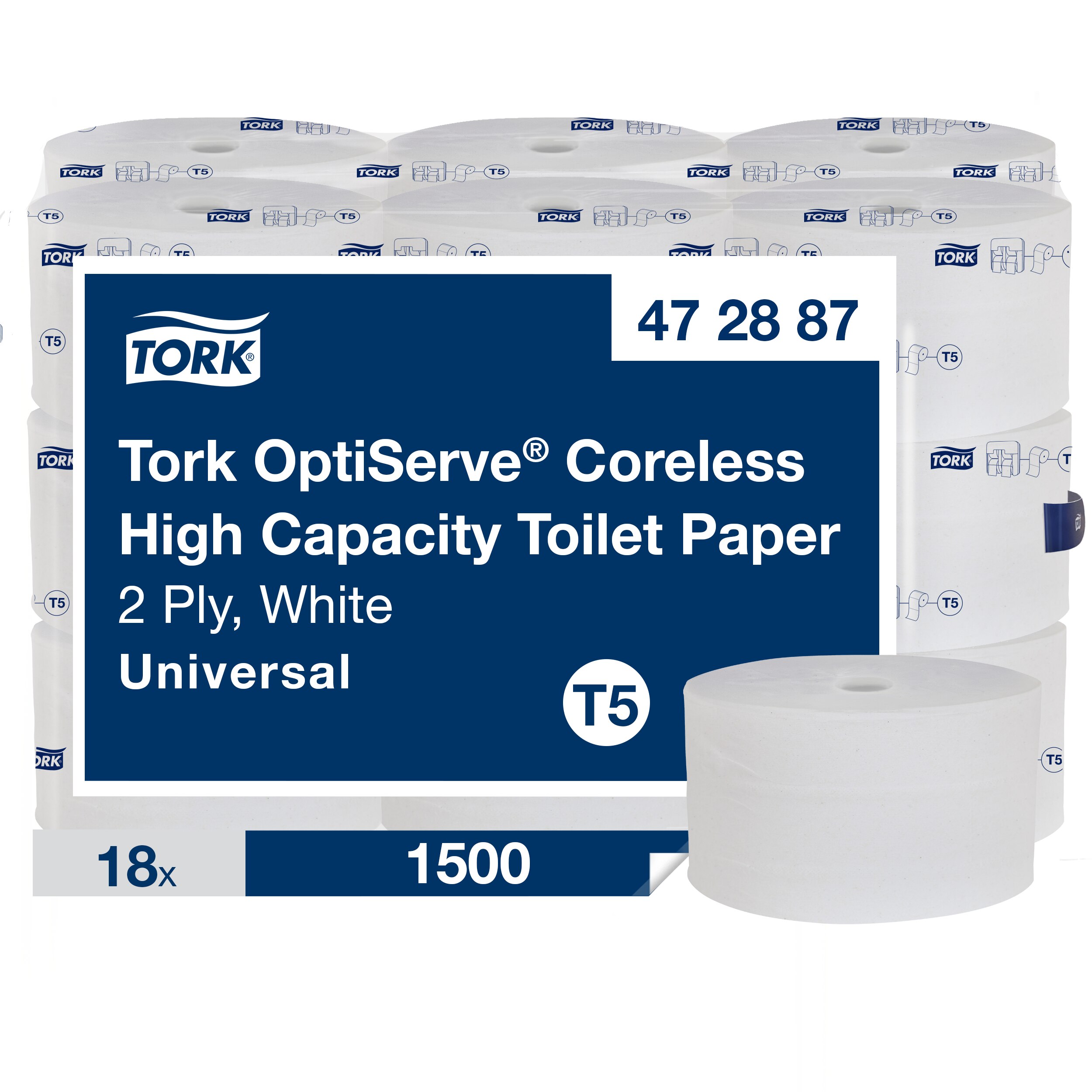 Tork OptiServe T5 Toliet Paper White Coreless 2-Ply 1500 Sheets