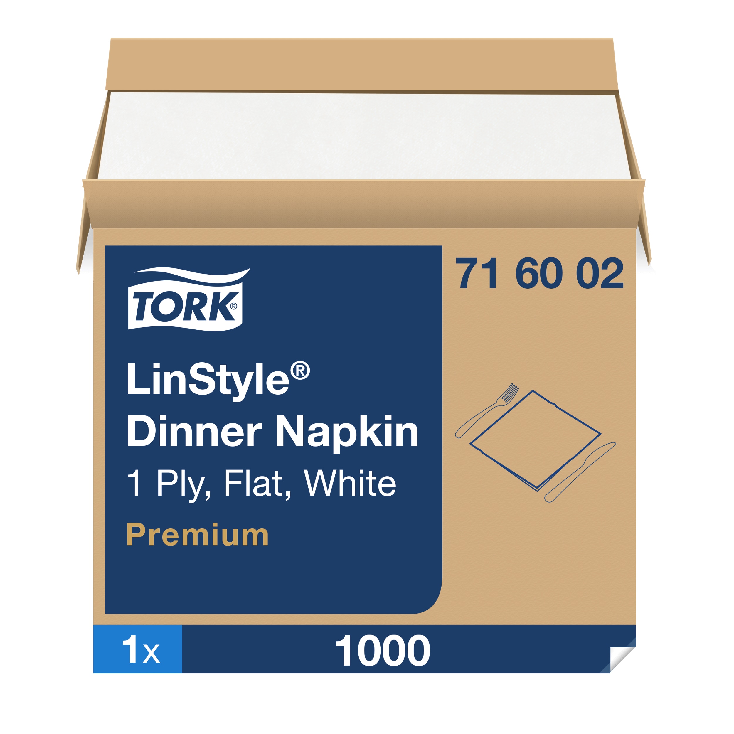 Tork LinStyle Premium Dinner Napkin White , Flat Pack