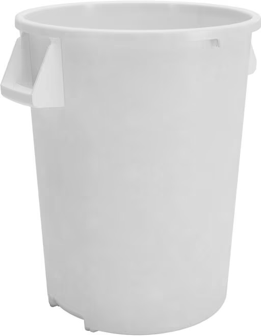 Round Waste Bin Trash Container White, 44 Gal, LLDPE