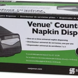 Venue Countertop Napkin Dispenser Black, Holds 450 Fullfold Napkins