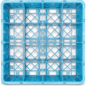 6-Compartment Divided Glass Rack 7.12 inch, Blue w/ 2 Extend