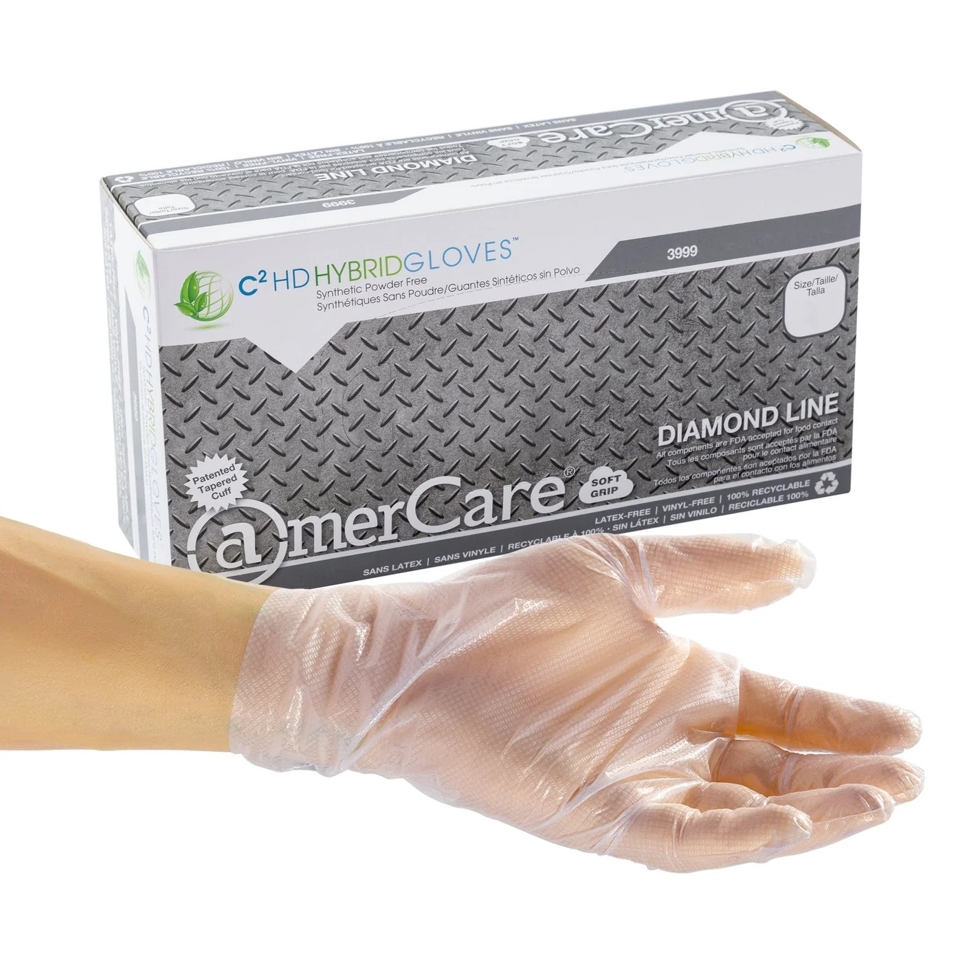 AWEAR Glove Hybrid Large Clear Synthetic Powder-Free