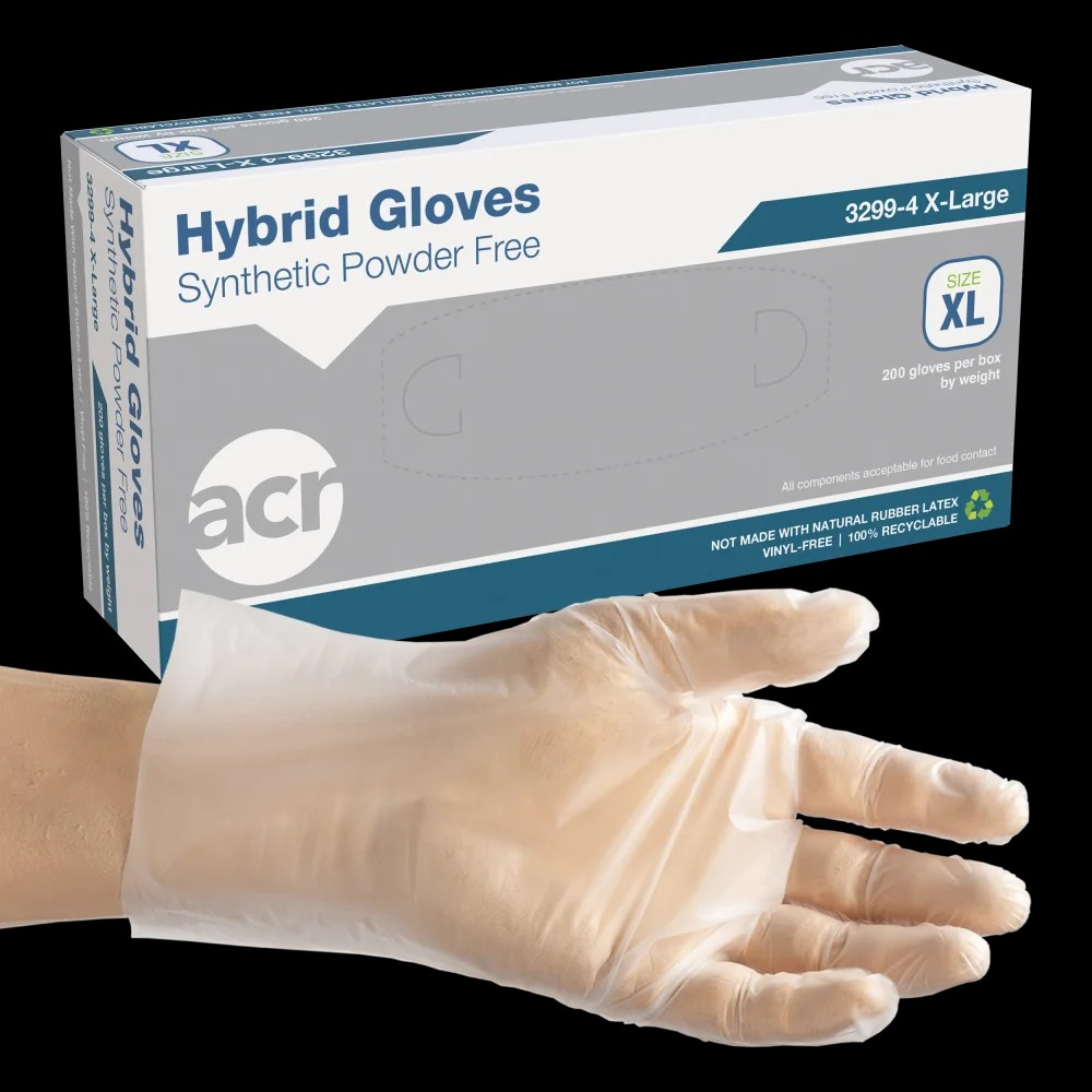 C2 Hybrid Powder-Free Gloves Clear XL-Large