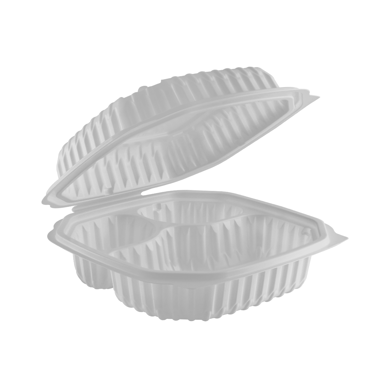 Nature's Best Hinged Container 8" x 8" Natural MFPP 3 Compartment