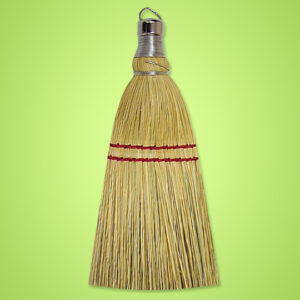 Whisk Broom 100% Corn 2 Sew w/ Metal Cap 12" Bristles