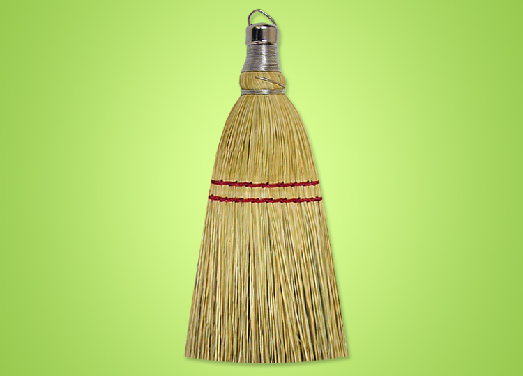 Whisk Broom 100% Corn 2 Sew w/ Metal Cap 12" Bristles