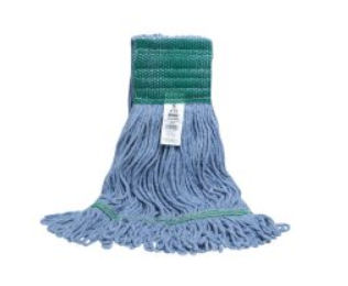 Disinfectant Wide Band Looped Mop Medium Blue w/ Green Mesh Mop Tape