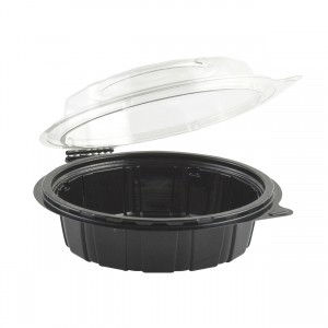 6" Diameter 2.5" Shallow Black Base Clear Tear-Away Dome Hinged Cont