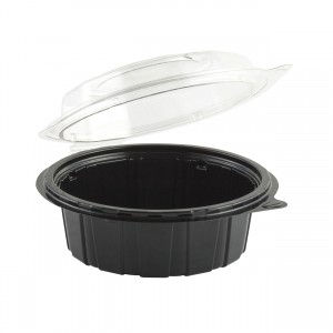 6" Diameter 3" Deep Black Base Clear Tear-Away Dome Hinged Cont