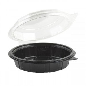 7.5" Diameter Shallow Black Base Clear Tear-Away Dome Hinged Cont
