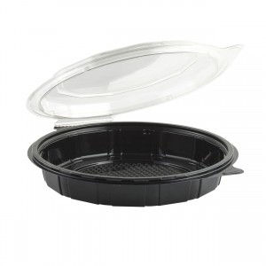 9" Diameter Shallow Black Base Clear Tear-Away Dome Hinged Cont