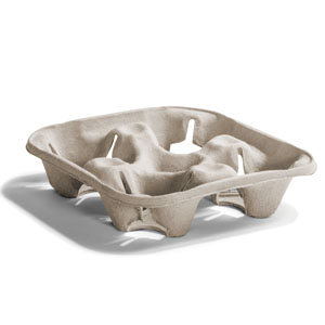 Flight 4 Cup Beige Carrier 8.5"x8.5"x1.75" Pulp