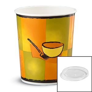 32oz Poly-Coated Food Container Combo W/Plastic Lid "Streetside"