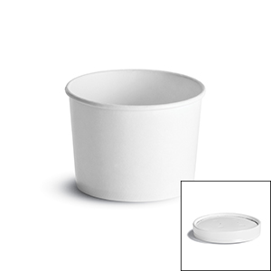 12oz Paper Food Container Combo pack White Vented Paper Lid