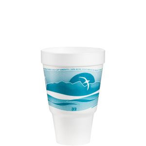 Horizon Foam Cup White w/ Teal Print 32 oz