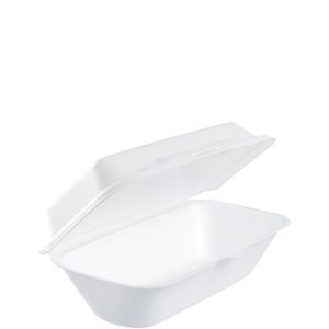 Foam Hoagie Cont w/ Removable Lid 9 3/4 x 5 1/4 x 3 1/4 White