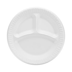 Foam 3 Compartment Laminated Plate 9"  White