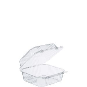Staylock Hinged Square Container 6"  Clear  6 1/8 x 6 1/2 x 3 1/4