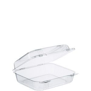 Staylock Hinged Container Medium  Clear     8 1/4 x 7 3/4 x 3