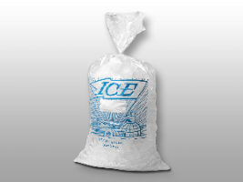 20 lb. Printed Ice Bag Clear 13.5" X 28" 1.75 Mil
