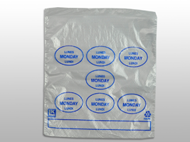 Portion Control Saddle Pack Bag Clear, 6.5" X 7", 0.5 Mil, "MONDAY"