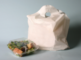 Unprinted Take Out Bag w/ Handles White 19" X 18" + 9.5" 1.25 Mil