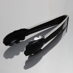 Essentials Heavy Duty Tongs Black, 9", Scalloped Edge