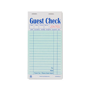Interleaved Guest Check Paper Green 2 Part 17 Lines w/ Carbon