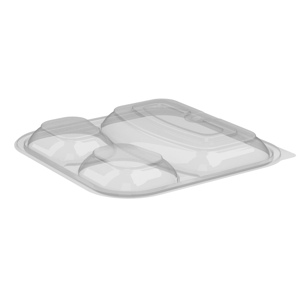 Clear 3-Compartment Vented Lid Culinary Squares