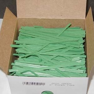 4" x 3/16" Green Twist Tie Paper with Single Wire